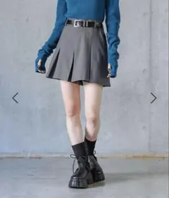 【PAGEBOY】プリーツフレアショートパンツ(チャコールグレー18/Free)