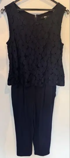 入学式 UNIQLO ネイビー レーストップス付きオールインワン M