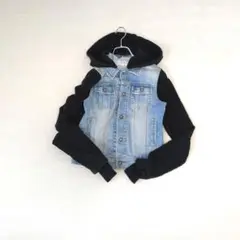 【SLY.JEANS/スライ】取外し可能フード付異素材ドッキングGジャン/長袖