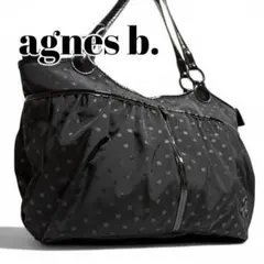 agnes b. アニエスベー ドット柄 ナイロントートバッグ ブラック