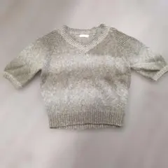 JEANASIS ベージュ Vネック 半袖ニットセーターのサムネイル