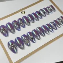 ハンドメイド ネイルチップ パープル 20個セット