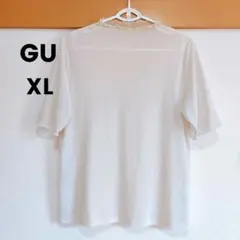 【GU】ジーユー シアーT(5分袖) メロウ Tシャツ オフホワイト XL