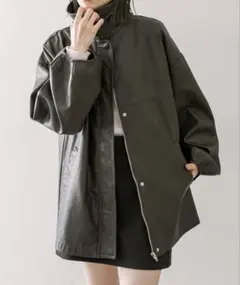 mystic フェイクレザージャケット ブラウン