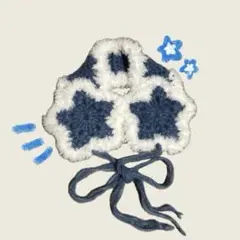 スター　イヤーマフ　耳当て　ブルー✖︎ホワイト　ハンドメイド　y2k