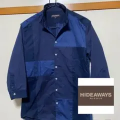 【ほぼ未使用】HIDEAWAYS NICOLE 七分袖シャツ ネイビー