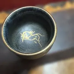 ぐい呑み 相馬左馬馬の絵 金彩 陶芸
