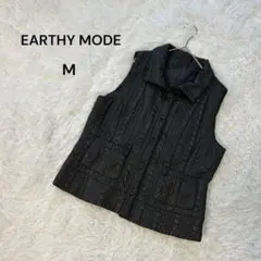 【アーシーモード】M レディース　ダウンベスト　防寒　ポケット　ブラック