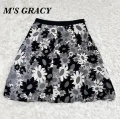 M'S GRACY フレアスカート 花柄 38 M ブラック グレーのサムネイル