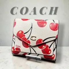 COACH 二つ折り財布 チェリー柄 ホワイト - メルカリ