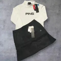 【新品】ピンゴルフ ハイネック長袖シャツ ダンボールスカート セットアップ S