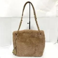 サマンサタバサ フェイクファー 2way トートバッグ ベージュ 中古