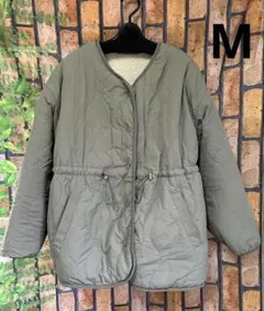 【新品】Sale!!ライトグリーン リバーシブルノーカラーボアコートMサイズ