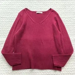 ピンキーアンドダイアン　リブニット Vネック　コットン　カシミヤ 38 ピンク