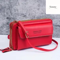 残り１点　レッド【スマホショルダー】 財布 ショルダーバッグ ポシェット