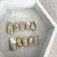 【No.83】フラワーデザイン　成人式　花柄　ミラー　ネイルチップ