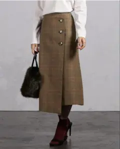 BEAMS RIGHTS チェック ウール混 スカート　36