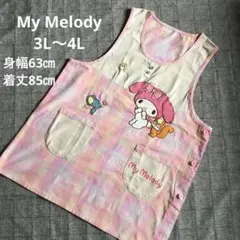 保育士 看護士 マイメロディ チェック柄エプロン 3L-4L