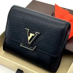Louis Vitton 三つ折り財布 黒×ピンク カプシーヌXS コンパクト