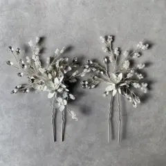 結婚式のパール髪飾りUピン コーム 2本セット