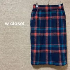 561【w closet】チェック　スカート　かわいい　カラフル【F】ネイビーのサムネイル