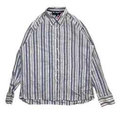 【 00s 】 トミーヒルフィガー マルチストライプ BDシャツ メンズ XL
