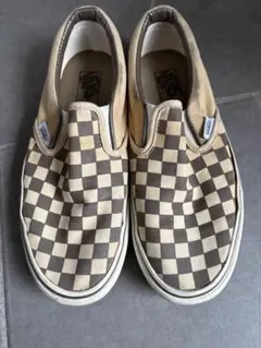 VANS スリッポン チェッカーボード ベージュ×ブラウン 26.0cm