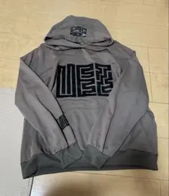 ブラウン ロゴプリント パーカー Lサイズ