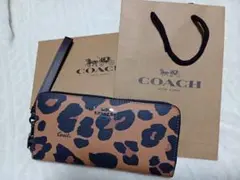 COACH レオパード レザー長財布