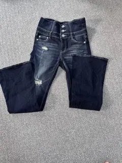 GYDA BACKクロスダメージ　フレアデニム　M