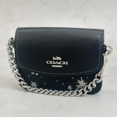 COACH コーチ ミニポーチ チェーン 総柄 ブラック