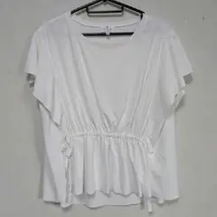 美品　LANVIN　半袖　トップス　カットソー　白　オフィスカジュアル