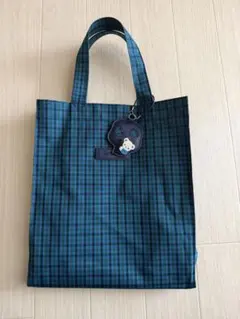 ファミリア トートバッグ 青系チェック 大