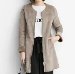 アーバンリサーチ　フェイクムートン ダブルジップ ノーカラーコート 36