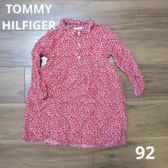 【TOMMY HILFIGER】 赤い花柄長袖シャツ 92