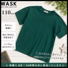 【WASK】半袖Tシャツ グリーン ロゴ シンプル 綿 キッズ 男の子 １１０のサムネイル