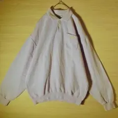 ポロスウェット ハーフボタン XL 薄ピンク 刺繍 ヴィンテージ 古着