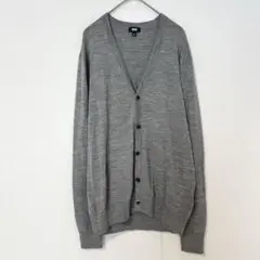 ユニクロ UNIQLO Vネックカーディガン ウール100% 仕事 グレー Lのサムネイル