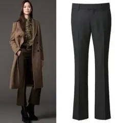 【未使用】ユニクロ×カリーヌ　毛混フレアパンツ　W58　オリーブ　Sサイズ