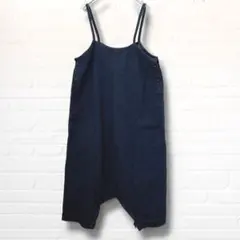 変形デニム サロペット ワイド オールインワン インディゴ ゆったり