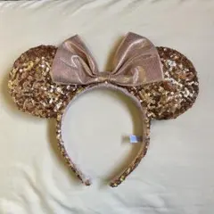 ディズニー ミニーカチューシャ ピンクゴールド スパンコール