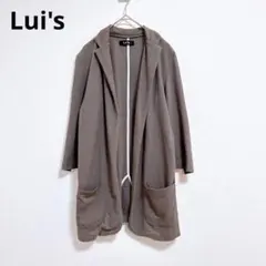 Lui's 【ルイス】ロングカーディガン　ジャケット　七分袖　羽織　焦げ茶　綿のサムネイル