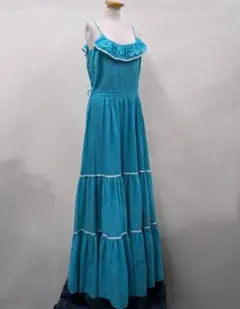 used/西ドイツ製/80s前後/ヴィンテージ/ティアードロングキャミワンピース