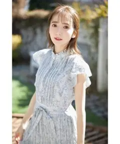 新品未開封＊トッコ ラインフラワープリーツマキシワンピース コラボ可愛い上品清楚