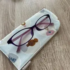 ・メガネケース　ペンケース　ハンドメイド　女の子　水色のサムネイル