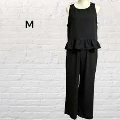 新品未使用♡﻿ノースリーブ ワイドパンツ セットアップ 黒 ペプラム リゾート