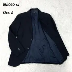 ユニクロ +J テーラード ウールモヘヤジャケット S ブラック サイドベンツ