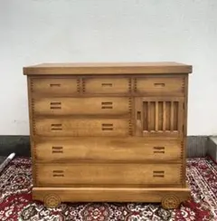 旭川　和光　wakou 北樹　樽材　無垢　車箪笥　時代　民芸　箪笥　チェスト 旭川 和光 wakou 北樹 樽材 無垢 車箪笥 時代 民芸 箪笥 チェスト