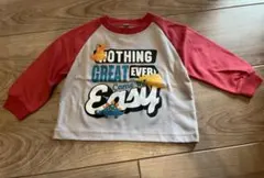 未使用☆グレー/レッド ラグラン袖 Tシャツ 90