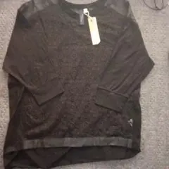 【新品】黒 レース 五分袖 トップス